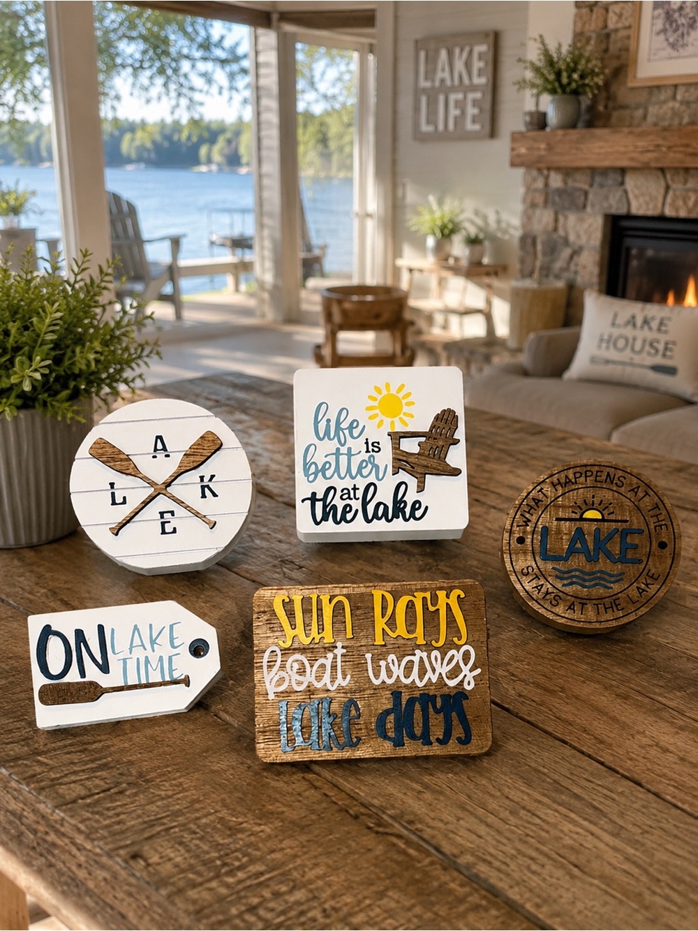 Lake Life Decorative Wood Signs Small Set of 5 So Cute
